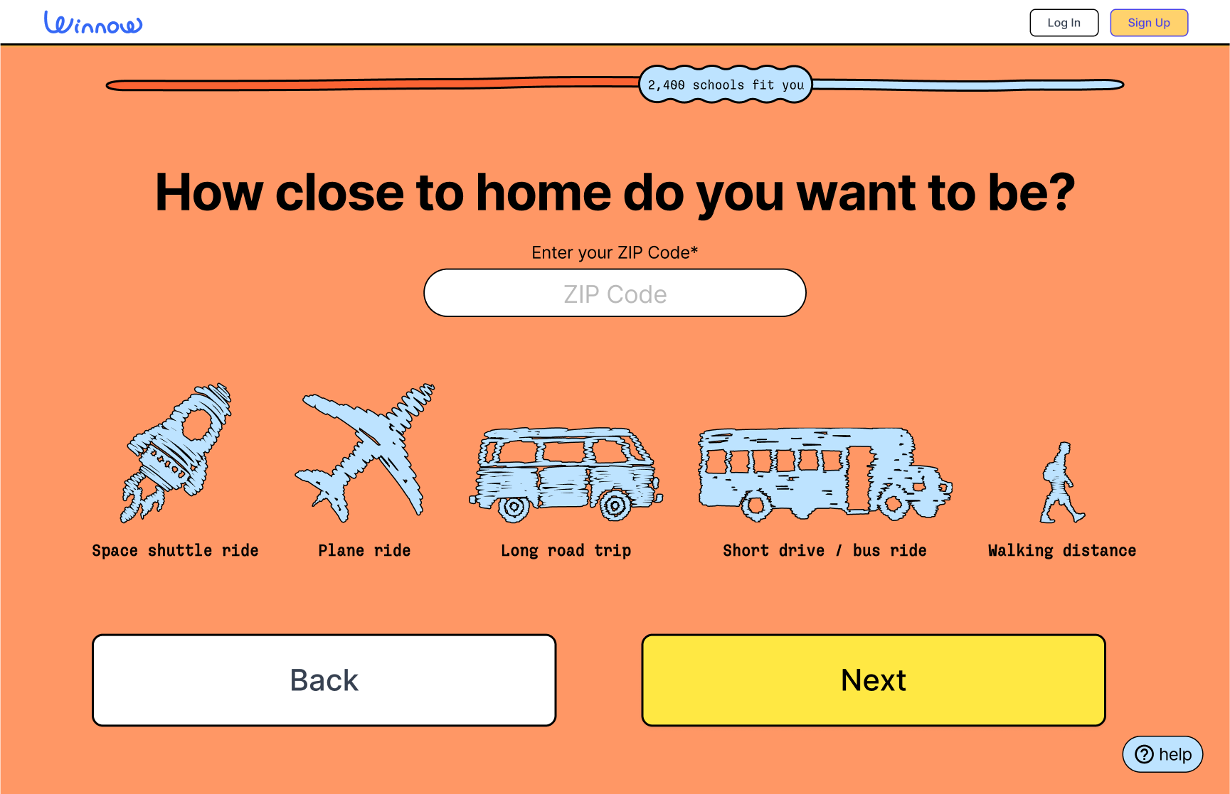 winnow onboarding page screenshot